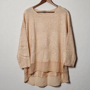 Cremieux Women's Sequence 3/4 Sleeve Blouse Size Large